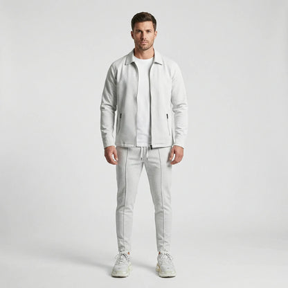 Waffrex - Waffle-Textured Zip-Up Jacket And Trouser Set  Casual Everyday Wear