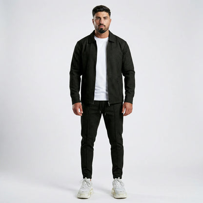 Waffrex - Waffle-Textured Zip-Up Jacket And Trouser Set  Casual Everyday Wear