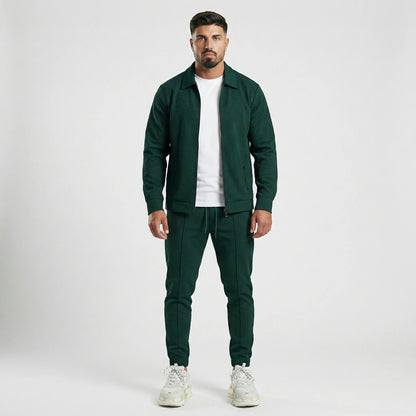 Waffrex - Waffle-Textured Zip-Up Jacket And Trouser Set  Casual Everyday Wear