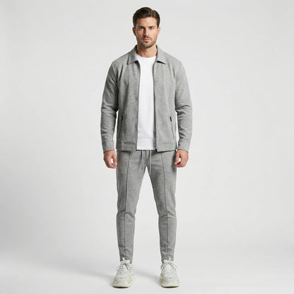 Waffrex - Waffle-Textured Zip-Up Jacket And Trouser Set  Casual Everyday Wear