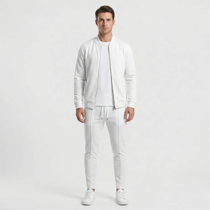 Waffrex - Waffle-Textured Zip-Up Jacket And Trouser Set  Casual Everyday Wear
