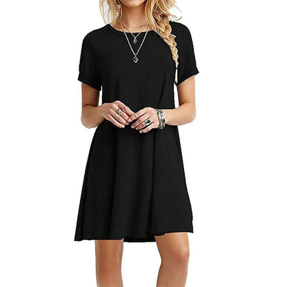 Mini Dress | Women's A-Line O-Neck Short Sleeve Casual Dress | Soft Fabric | Steven & Levon