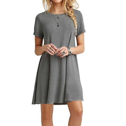 Mini Dress | Women's A-Line O-Neck Short Sleeve Casual Dress | Soft Fabric | Steven & Levon