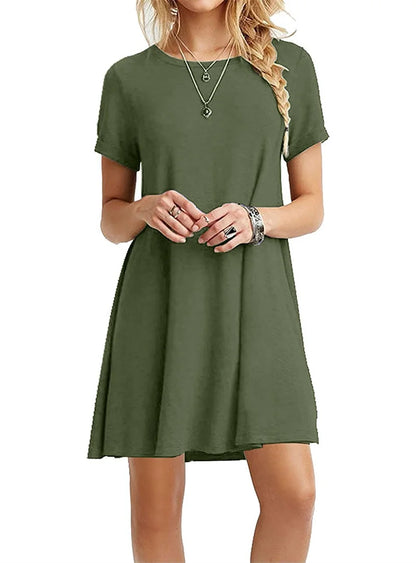 Mini Dress | Women's A-Line O-Neck Short Sleeve Casual Dress | Soft Fabric | Steven & Levon