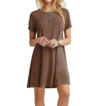 Mini Dress | Women's A-Line O-Neck Short Sleeve Casual Dress | Soft Fabric | Steven & Levon