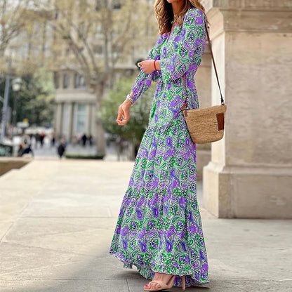 Maxi Dress | Women's Boho Floral Spaghetti Strap Dress | Side Split | Steven & Levon