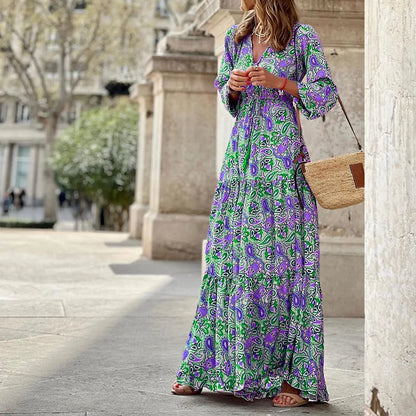 Maxi Dress | Women's Boho Floral Spaghetti Strap Dress | Side Split | Steven & Levon