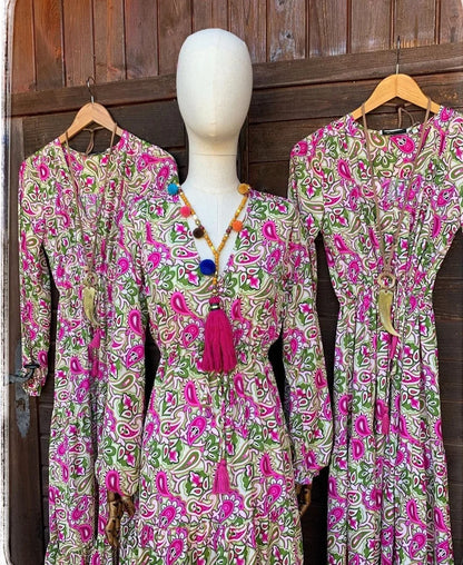 Maxi Dress | Women's Boho Floral Spaghetti Strap Dress | Side Split | Steven & Levon