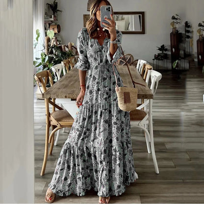 Maxi Dress | Women's Boho Floral Spaghetti Strap Dress | Side Split | Steven & Levon