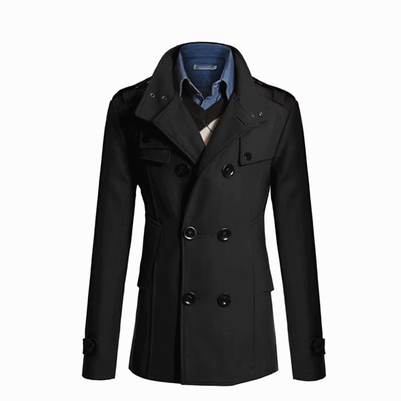 Long Wool Overcoat | Men Peacoat | Warm Windbreaker Tailored Casual Formal Outerwear | Steven & Levon