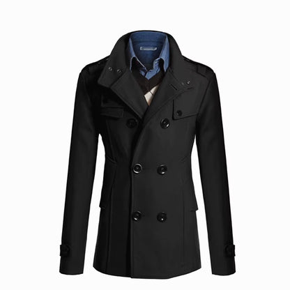 Long Wool Overcoat | Men Peacoat | Warm Windbreaker Tailored Casual Formal Outerwear | Steven & Levon
