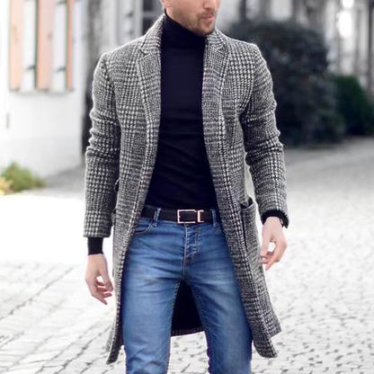 Plaid Wool Blend Long Trench | Vintage Button Down Winter Windbreaker | Steven & Levon
