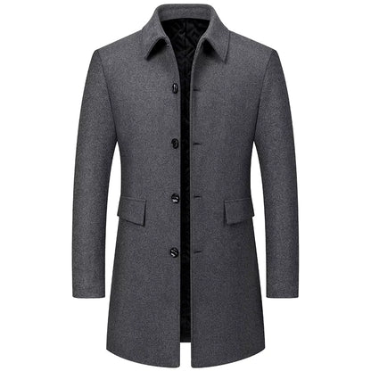Wool Blend Cashmere Trench Coat | Men Peacoat | Longer Lapel Business Casual Winter | Steven & Levon
