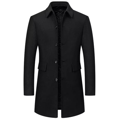 Wool Blend Cashmere Trench Coat | Men Peacoat | Longer Lapel Business Casual Winter | Steven & Levon