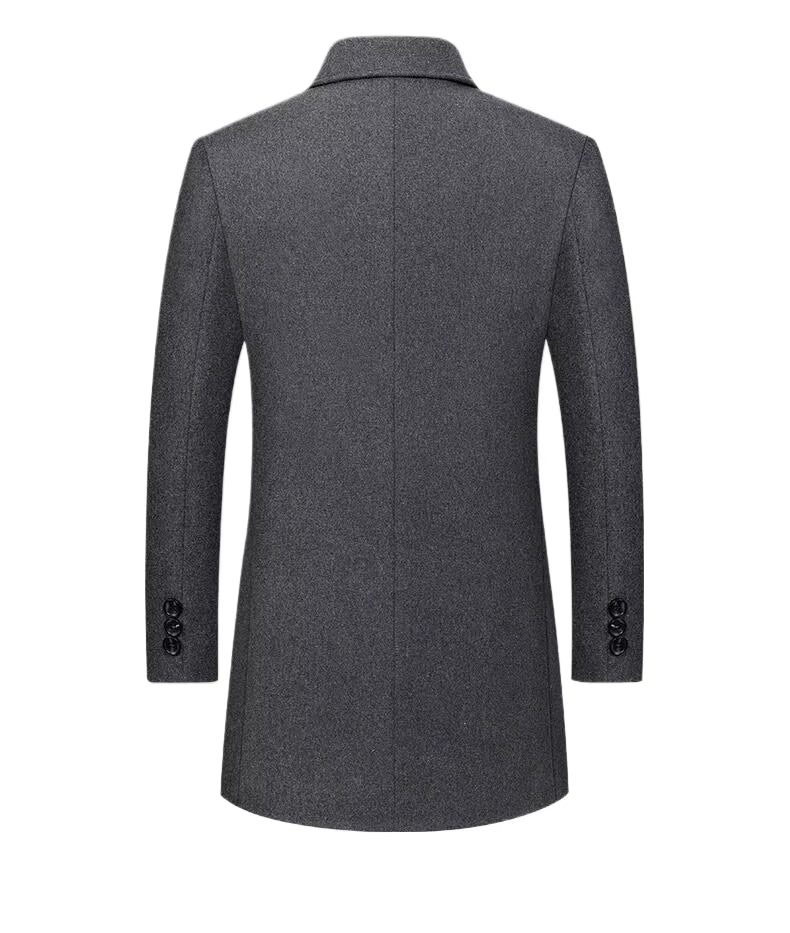 Wool Blend Cashmere Trench Coat | Men Peacoat | Longer Lapel Business Casual Winter | Steven & Levon