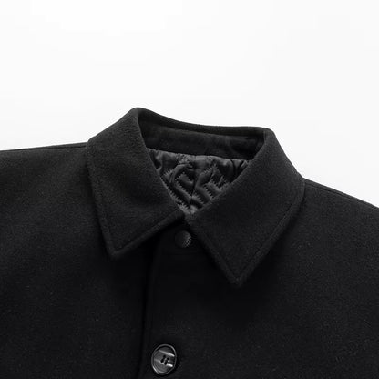 Wool Blend Cashmere Trench Coat | Men Peacoat | Longer Lapel Business Casual Winter | Steven & Levon