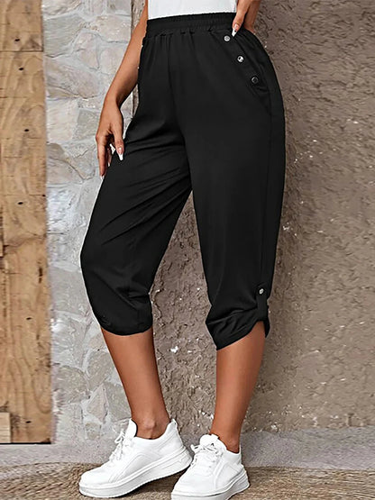Willa Crop Joggers | Capri pants for woman | Elastic Waist, Loose Fit, Pockets, Soft Fabric | Steven & Levon