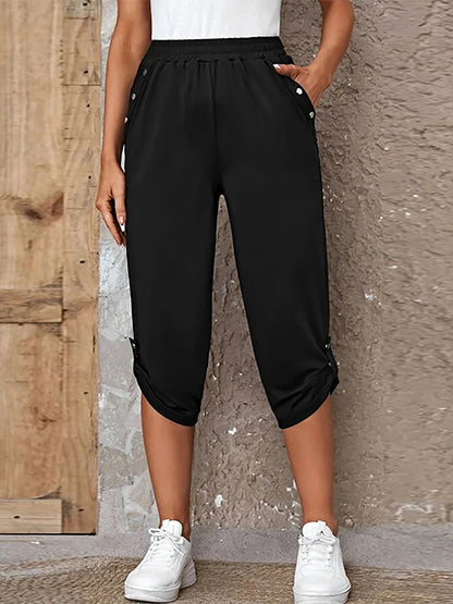 Willa Crop Joggers | Capri pants for woman | Elastic Waist, Loose Fit, Pockets, Soft Fabric | Steven & Levon