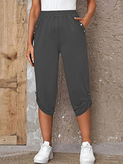 Willa Crop Joggers | Capri pants for woman | Elastic Waist, Loose Fit, Pockets, Soft Fabric | Steven & Levon