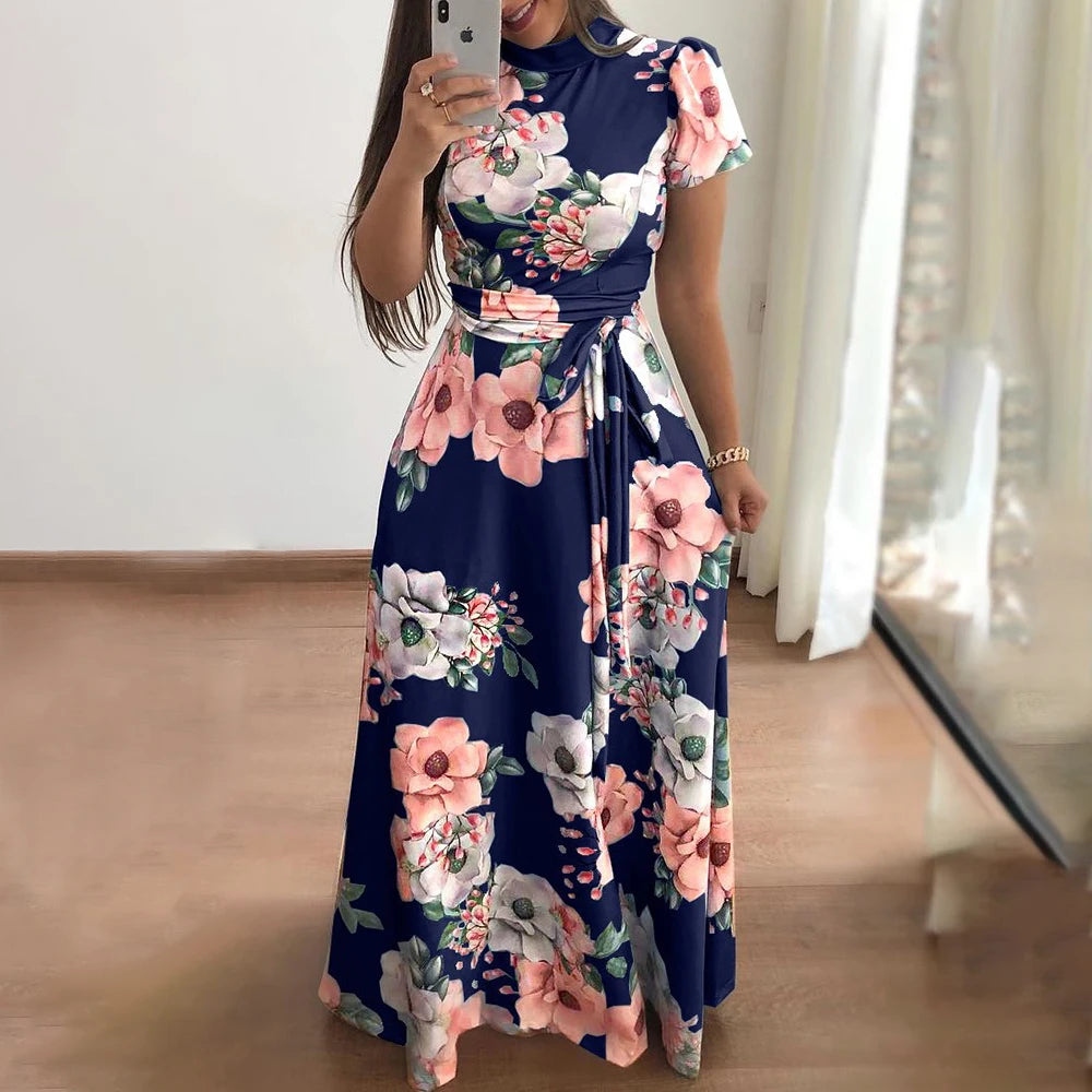 Maxi Dress | Women's Floral V-Neck Sleeveless A-Line Dress | Steven & Levon