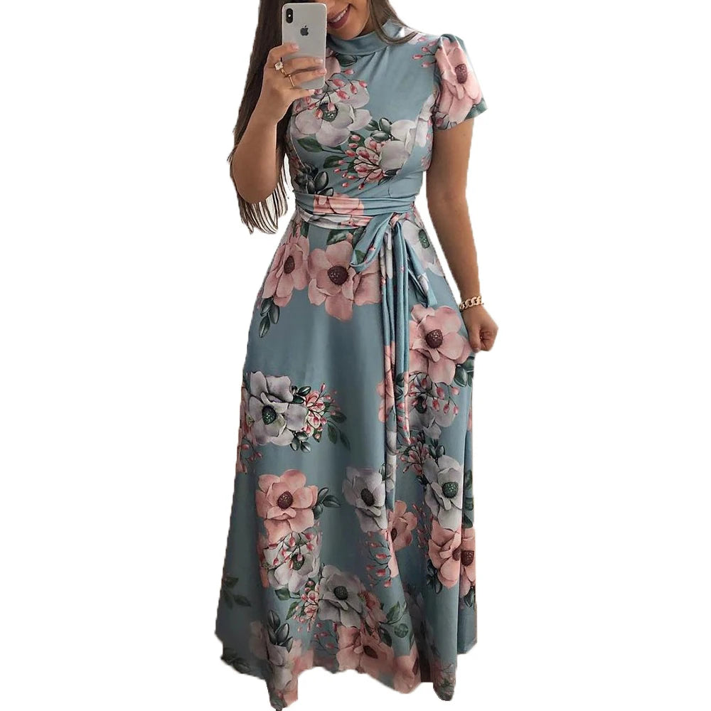 Maxi Dress | Women's Floral V-Neck Sleeveless A-Line Dress | Steven & Levon