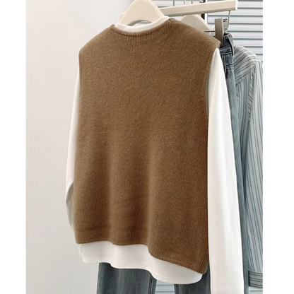 Women's Soft Knitted Vest | Deep V-Neck Button Sleeveless Casual Top | Steven & Levon