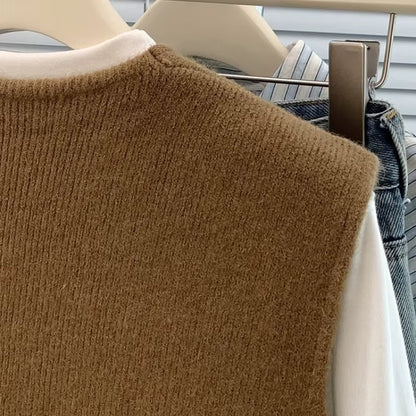 Women's Soft Knitted Vest | Deep V-Neck Button Sleeveless Casual Top | Steven & Levon