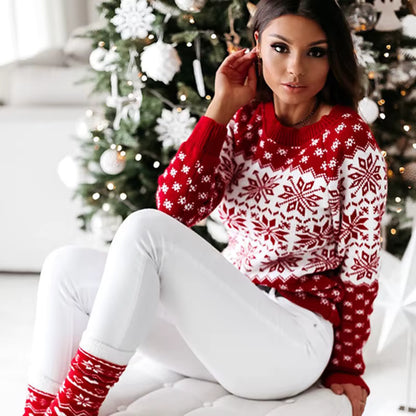 Snowflake Knit Sweater | Women's Christmas Jumper | Long Sleeve Winter Pullover | Steven & Levon