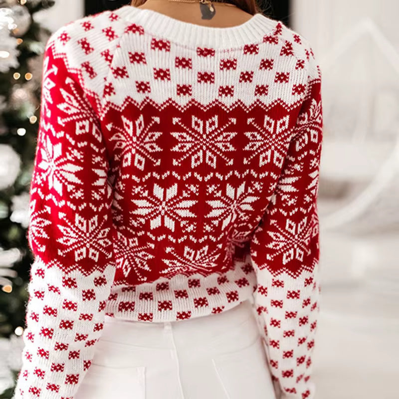 Snowflake Knit Sweater | Women's Christmas Jumper | Long Sleeve Winter Pullover | Steven & Levon