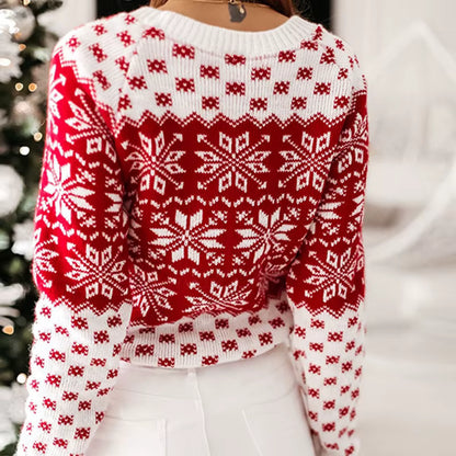 Snowflake Knit Sweater | Women's Christmas Jumper | Long Sleeve Winter Pullover | Steven & Levon