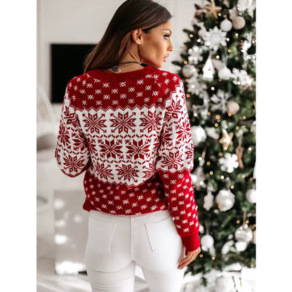 Snowflake Knit Sweater | Women's Christmas Jumper | Long Sleeve Winter Pullover | Steven & Levon