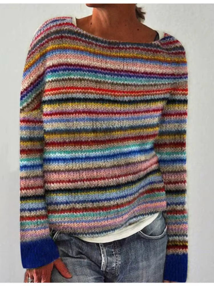 Vintage Print Sweater | Womens Christmas Sweater | O Neck Knit | Long Sleeve Relaxed Fit | Steven & Levon