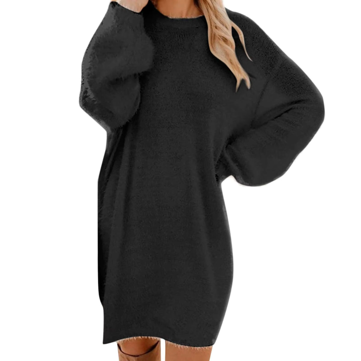 Women's Oversized Sweater Dress | Knit | Crewneck | Long Sleeve | Pink | Casual Winter | Steven & Levon