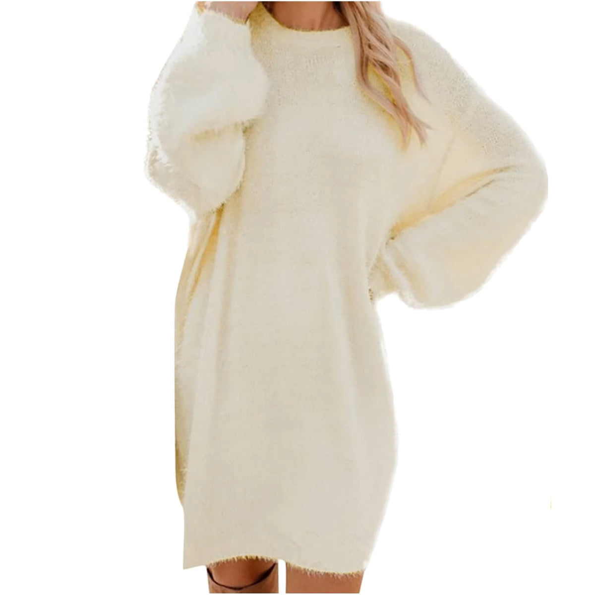 Women's Oversized Sweater Dress | Knit | Crewneck | Long Sleeve | Pink | Casual Winter | Steven & Levon
