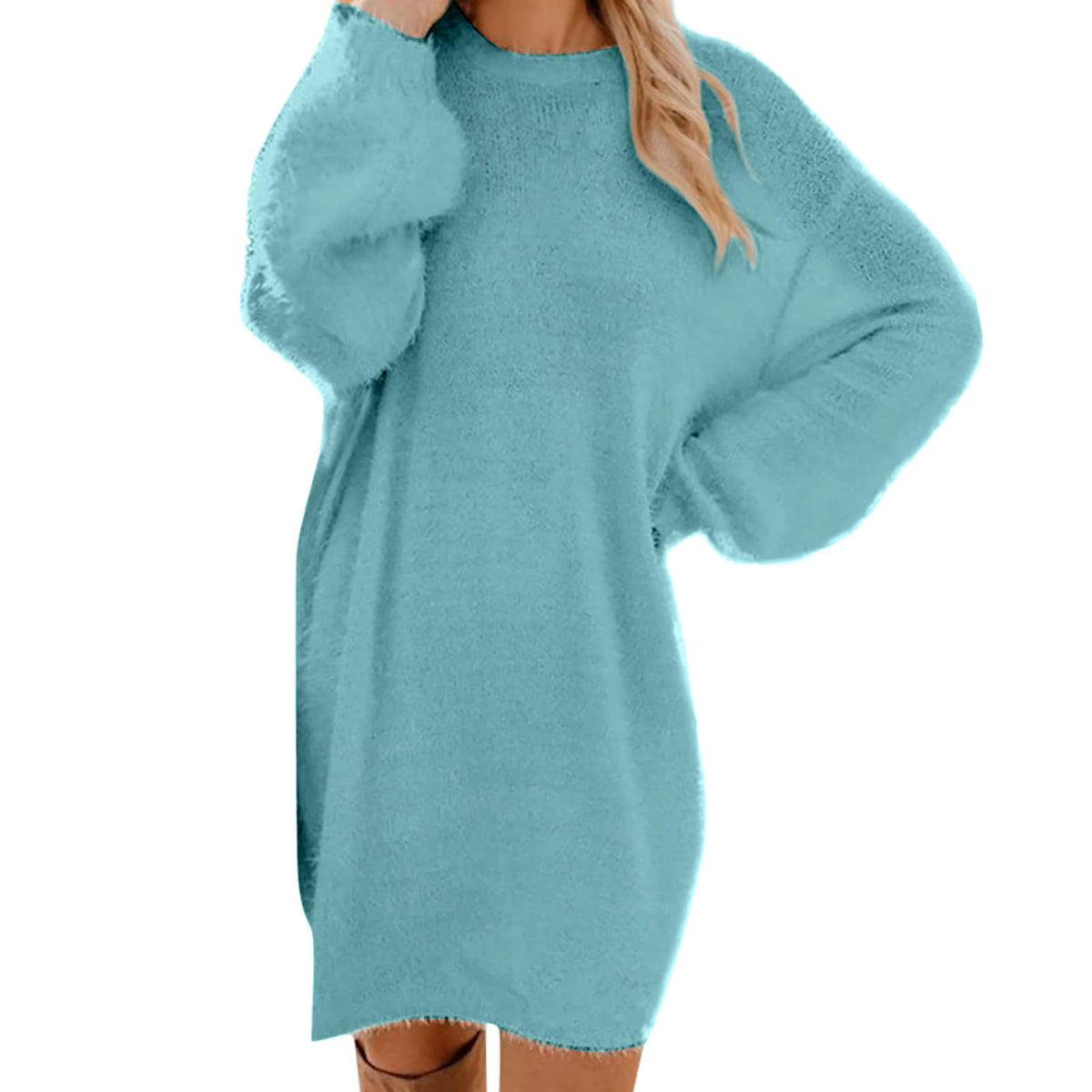 Women's Oversized Sweater Dress | Knit | Crewneck | Long Sleeve | Pink | Casual Winter | Steven & Levon