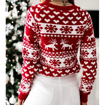 Snowflake Christmas Sweater | Womens Jacquard Knit | Full Sleeve Casual Winter Wear | Steven & Levon
