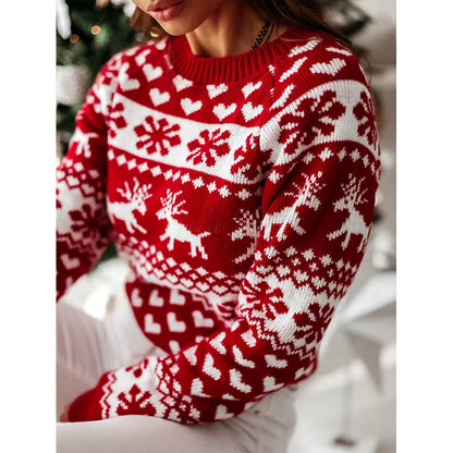 Snowflake Christmas Sweater | Womens Jacquard Knit | Full Sleeve Casual Winter Wear | Steven & Levon