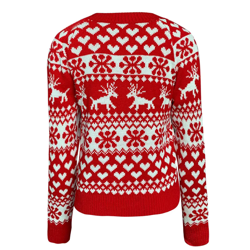 Snowflake Christmas Sweater | Womens Jacquard Knit | Full Sleeve Casual Winter Wear | Steven & Levon