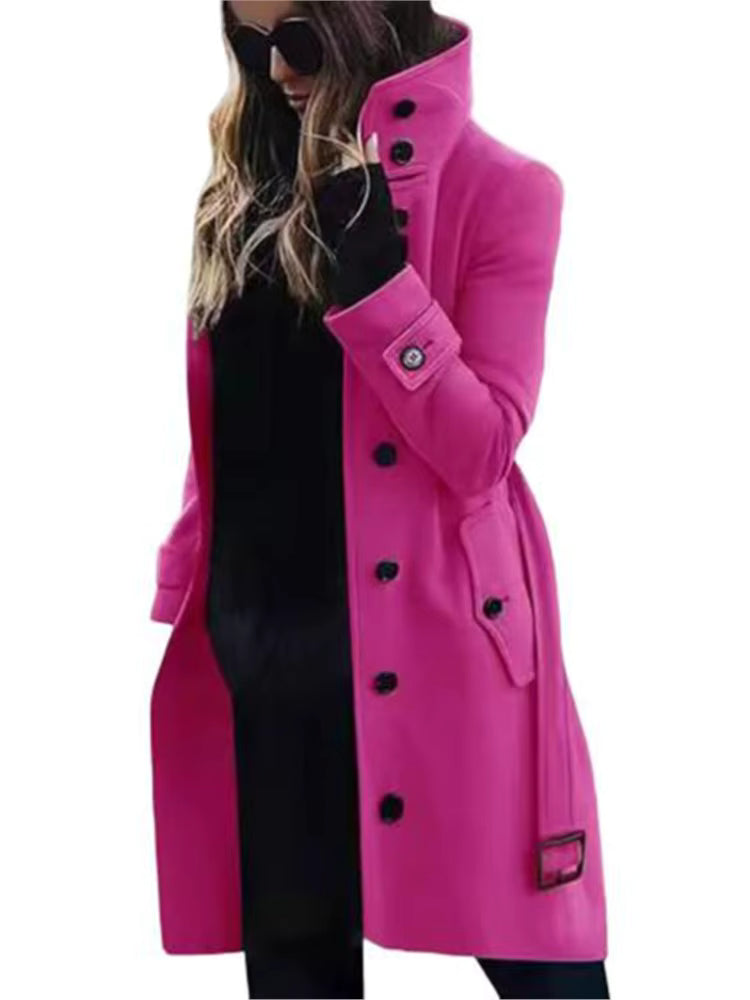 Women's Wool Coat | Turn-Down Collar | Single Breasted | Long Sleeve | Warm Winter Outerwear | Steven & Levon