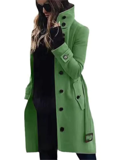 Women's Wool Coat | Turn-Down Collar | Single Breasted | Long Sleeve | Warm Winter Outerwear | Steven & Levon
