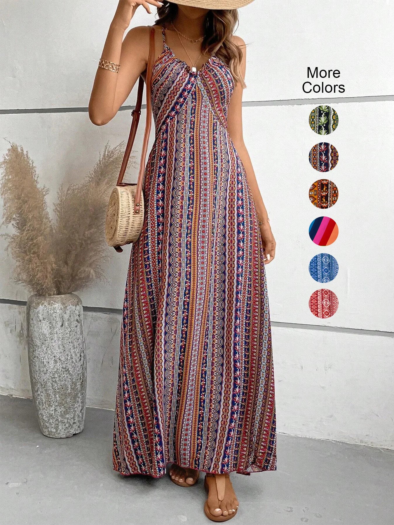 Maxi Dress | Women's Floral V-Neck Short Sleeve Casual Dress | Relaxed Fit | Steven & Levon