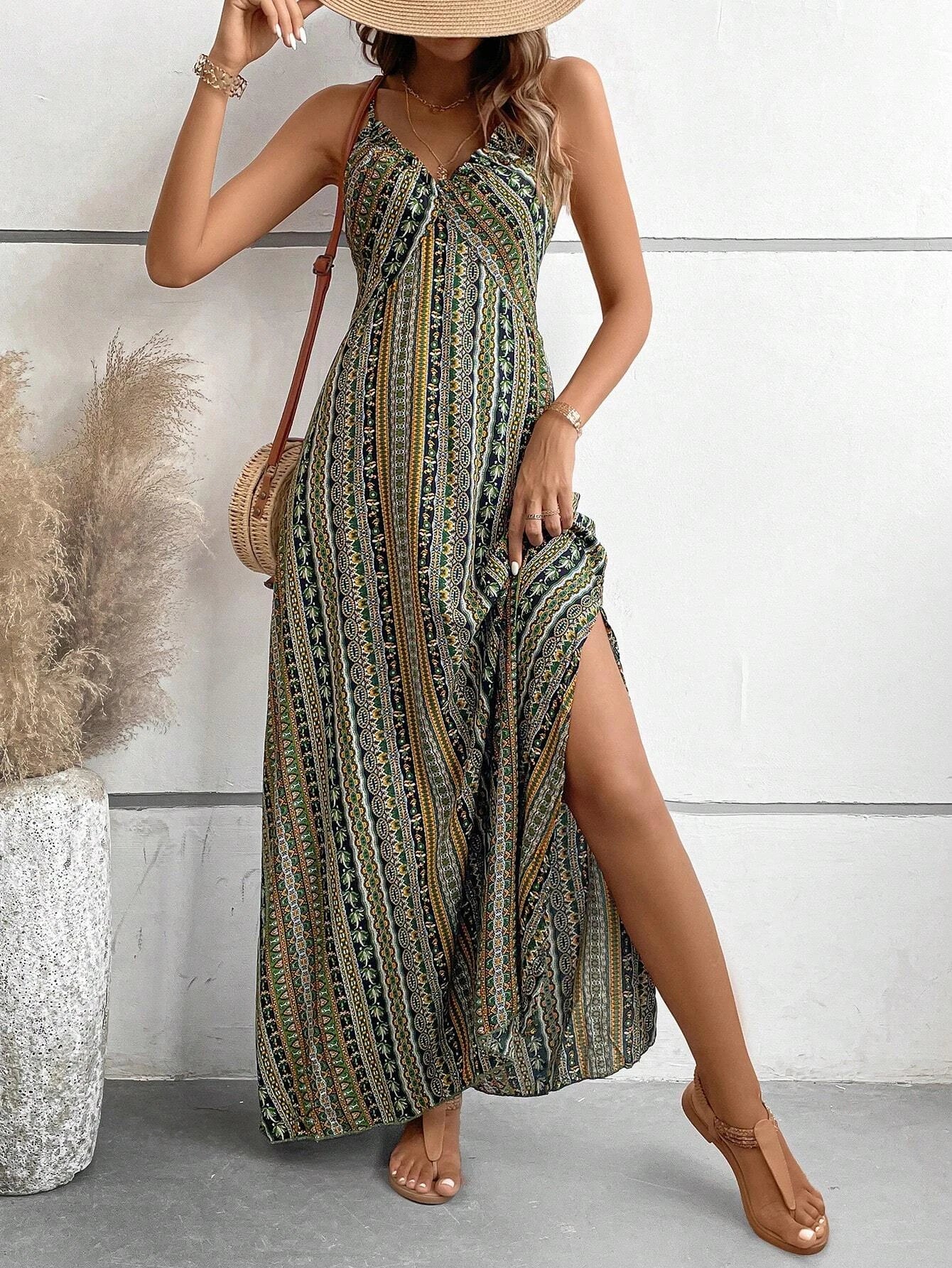 Maxi Dress | Women's Floral V-Neck Short Sleeve Casual Dress | Relaxed Fit | Steven & Levon