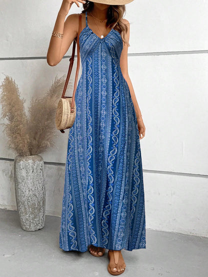 Maxi Dress | Women's Floral V-Neck Short Sleeve Casual Dress | Relaxed Fit | Steven & Levon