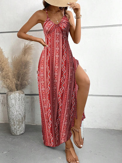 Maxi Dress | Women's Floral V-Neck Short Sleeve Casual Dress | Relaxed Fit | Steven & Levon