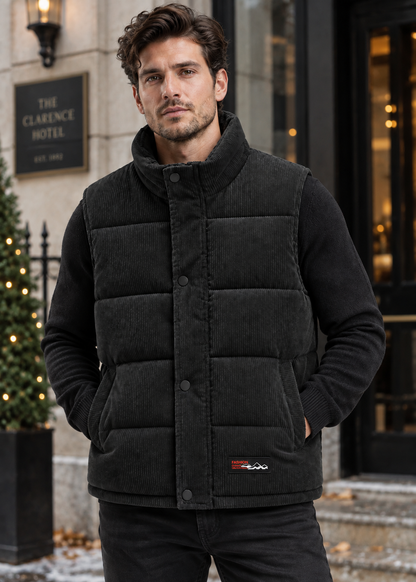 Men's Quilted Puffer Bodywarmer | Stand Collar | Sleeveless Zip Gilet | Insulated Vest | Steven & Levon