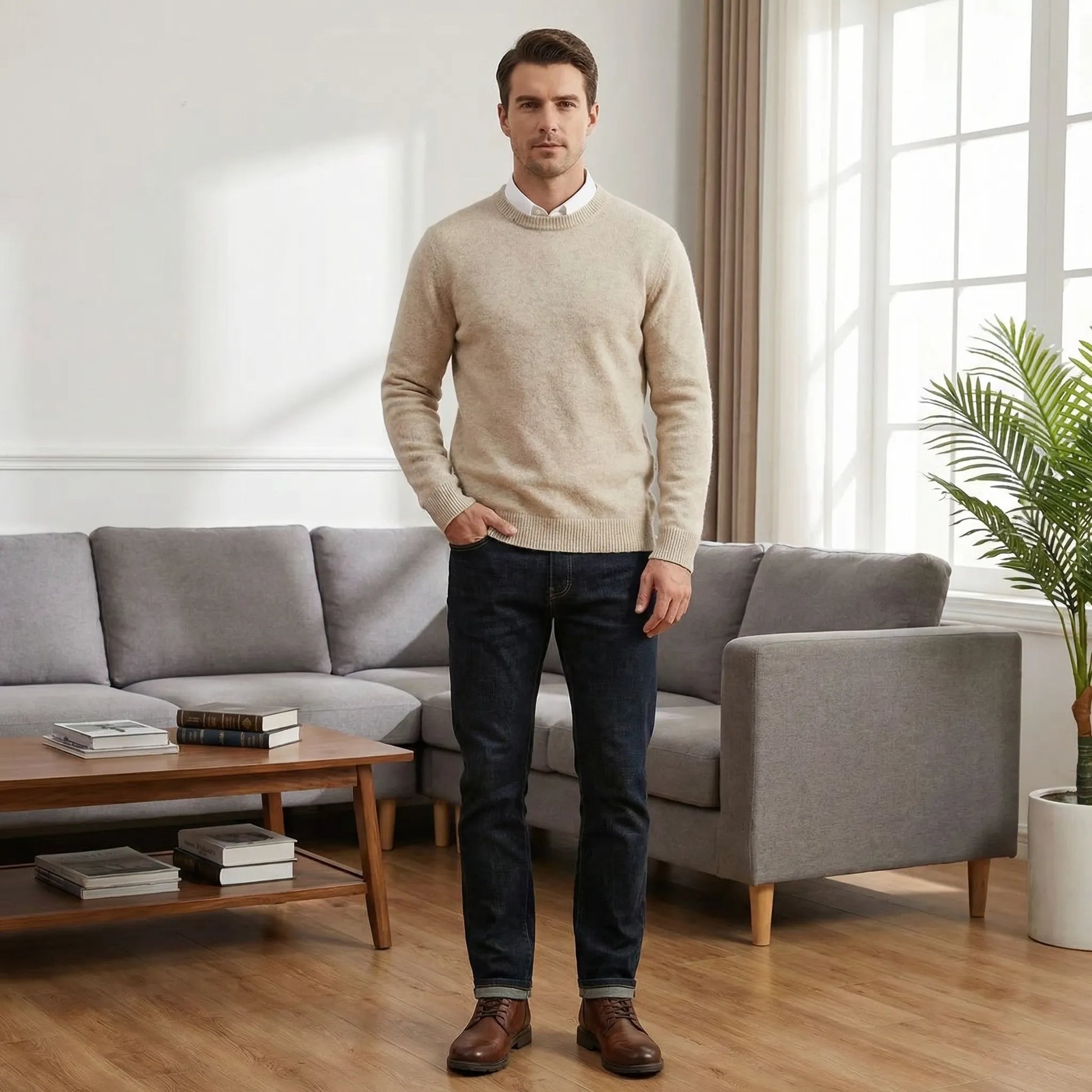 Wollvex - Oversized Crew Neck Knit Pullover  Everyday Casual Layering