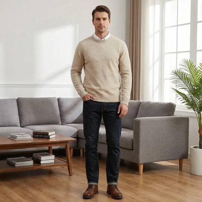 Wollvex - Oversized Crew Neck Knit Pullover  Everyday Casual Layering