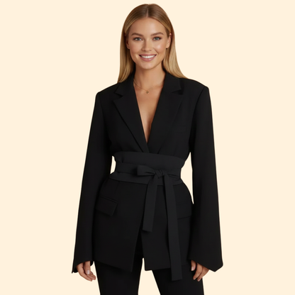 Women's Belted Blazer | Notched Lapels | Tailored Smart Casual Jacket | Steven & Levon