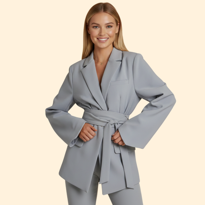 Women's Belted Blazer | Notched Lapels | Tailored Smart Casual Jacket | Steven & Levon