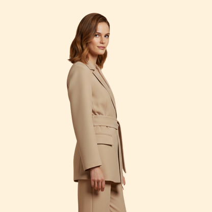 Women's Belted Blazer | Notched Lapels | Tailored Smart Casual Jacket | Steven & Levon